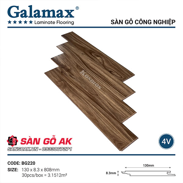 Sàn Gỗ Công Nghiệp TQ Galamax 8.3mm BG220